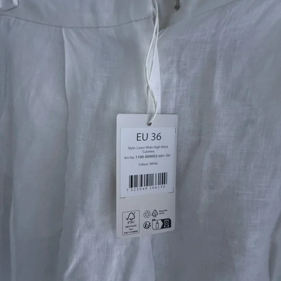 N A-K D White Linen High-Waist Culottes size 6 Wide Leg Summer Chic NWT - Picture 10 of 16